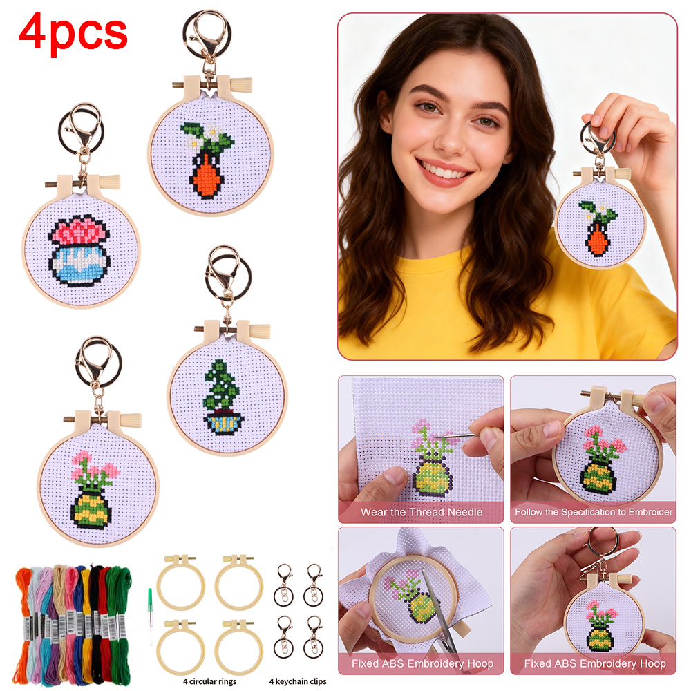Soap Making Kit For Kids - 4Pcs Embroidery Beginner Kits DIY Cross